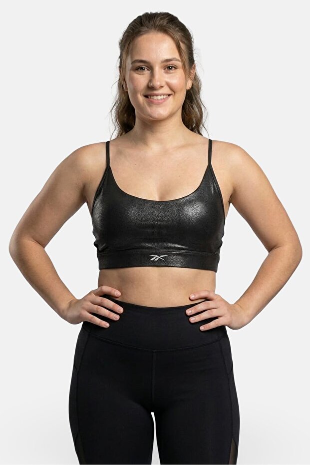 Women Brand Logo Padded Training Bralette, Black