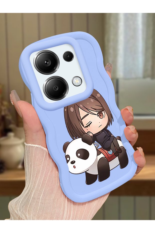 Redmi Note 13 Pro 4g Compatible Case Camera Protector Blue Silicone Couple Phone Case Panda Pattern
