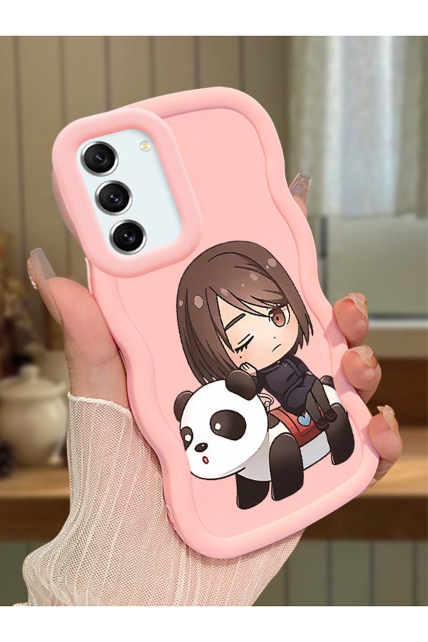 Samsung Galaxy S21 Fe Compatible Case Camera Protector Pink Silicone Couple Phone Case Panda Pattern