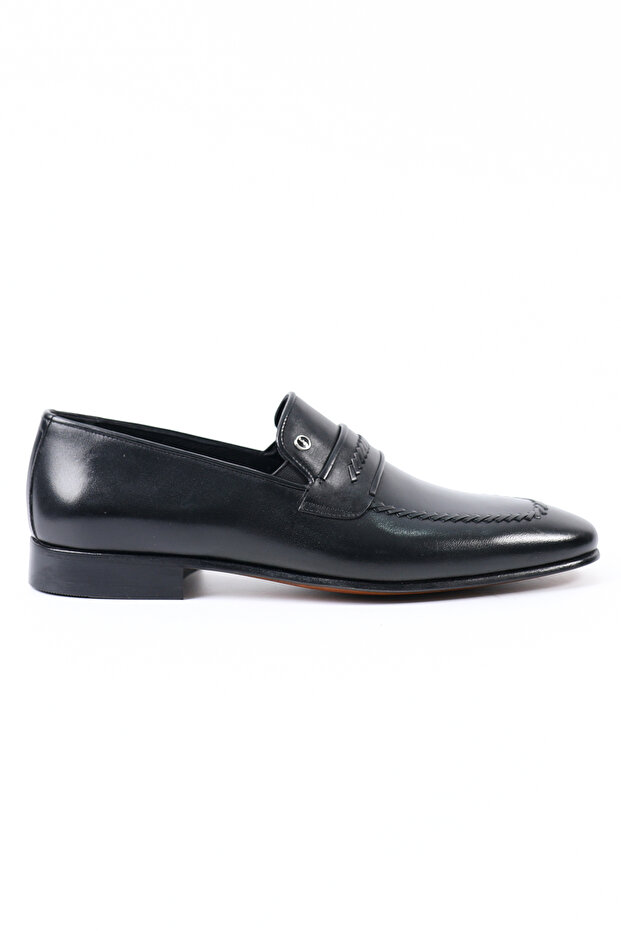 Genuine Leather Black Loafers Classic Men's Shoes - Kx02