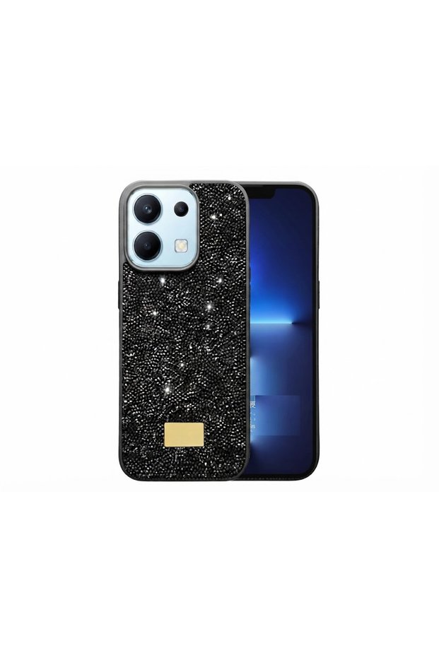 Infinix Hot 50İ Case with Silicone Edges and Shiny Lux Diamond Cover