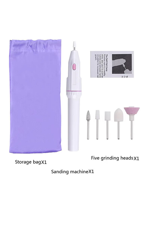 DUTRIEUX White LINMANDA Portable Nail File Pen-Shaped Nail File Electric Nail Care Kit with 5 Drill