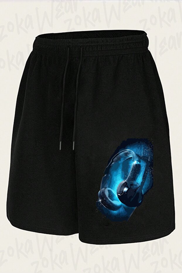 Unisex Dj Headphone Design Printed Shorts