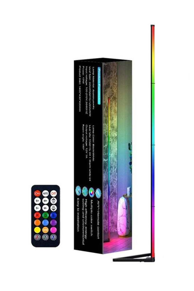 CozyNest LED Floor Lamp, Remote Dimming, Bluetooth Music Sync, RGB Ambient Light, Four-Section Adjustable Length, Suitable for Bedroom and Living Room, Modern Minimalist, Black,12W