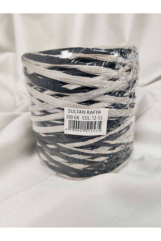 Raffia Black-White Hand Knitting Yarn Gr. 200g. - 250 Meters. (1 Piece) Color:12-53