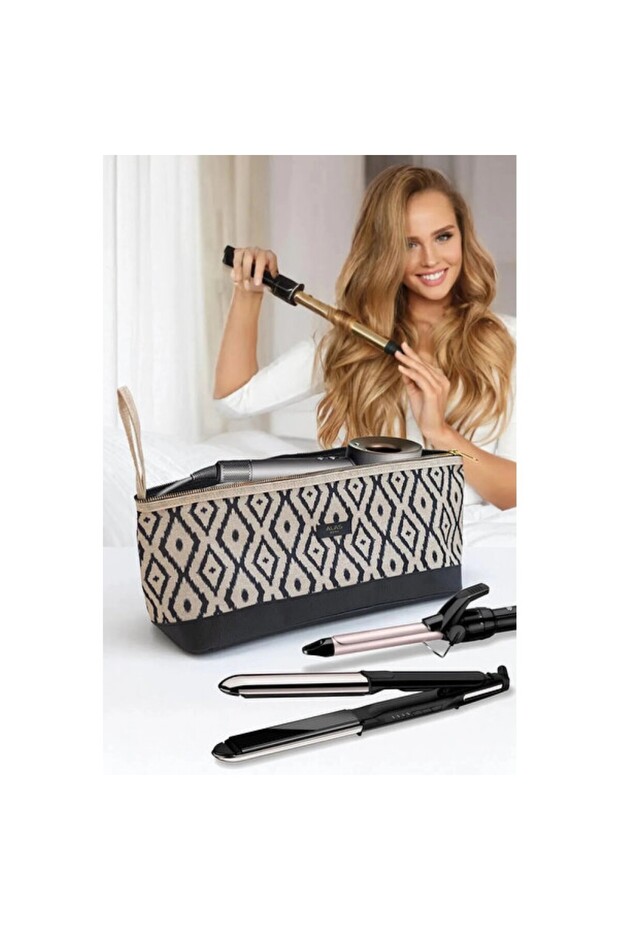 Bohemian Patterned Large Makeup and Hair Straightener Bag 38X16X16 cm