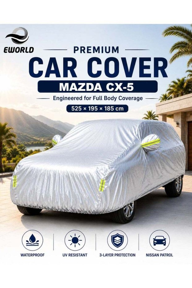 Waterproof UV Resistant Full Car Cover for Mazda CX-5 - All Weather Dustproof Sun Protection Outdoor Cover, Silver