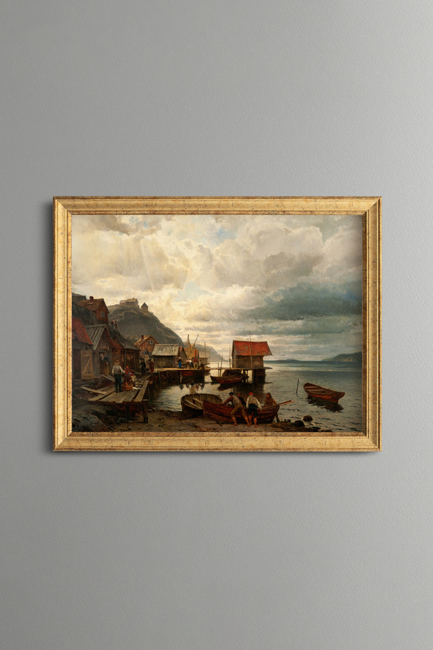Fishing Village - Vintage Patterned Painting - Fine Model