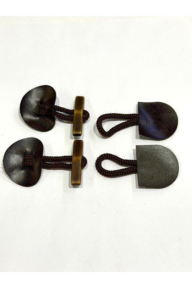 Brown Leather Button with Leather Loop / 12cm / Button Set (Cbn26)