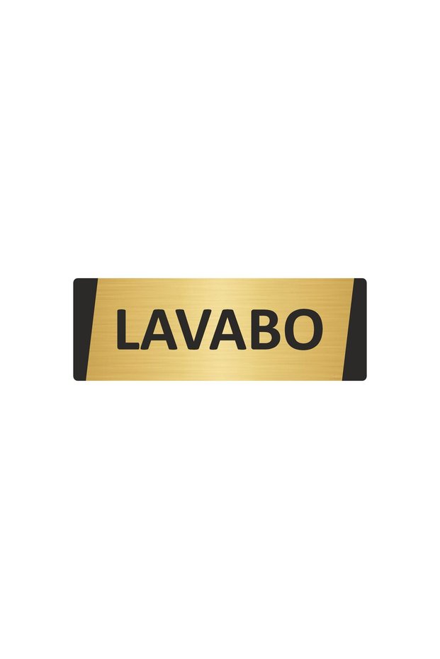 Lavabo Metal Warning Sign 7X20 cm Gold Color
