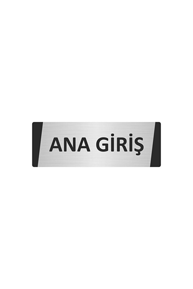 Main Entrance Metal Warning Sign 7X20 cm Silver Color