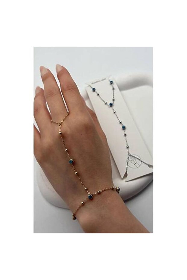 Blue Beaded Silver/Gold Steel Shahmeran