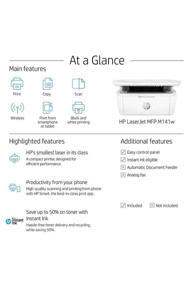 LaserJet MFP M141w Wireless Print, Copy, Scan, White Printer White Color - 7