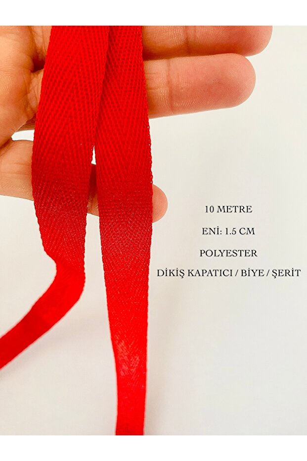 10 Meters, 1.5 cm Wide, Red Polyester Biais Binding, Seam Covering, Multi-Purpose Tape