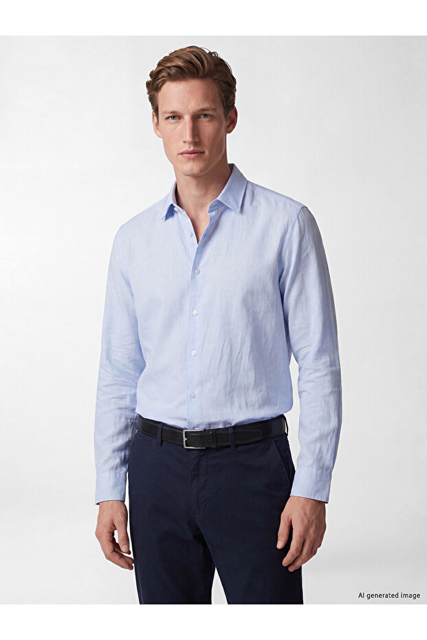Southblue Blue Premium Collar 100% Linen Men's Shirt
