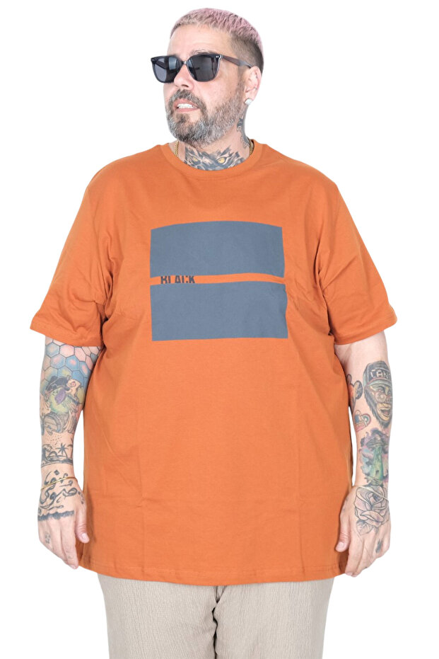 Mode XL Large Size T-Shirt with Bis Collar Black U26124 Tarcin