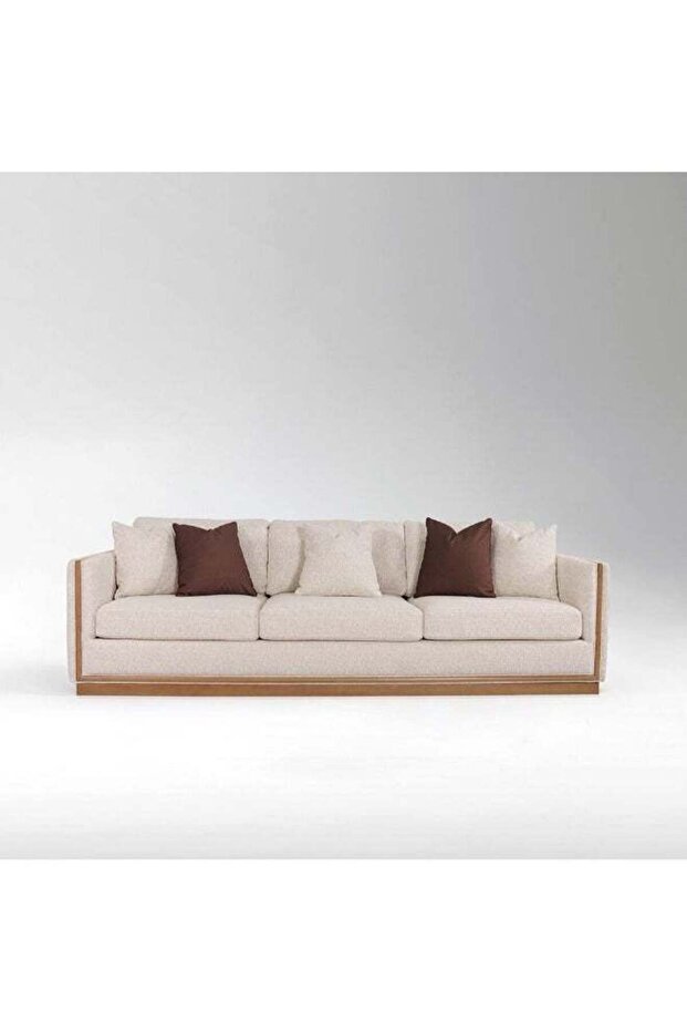 Krish 4 Seater Fabric Sofa - Light Grey/Brown