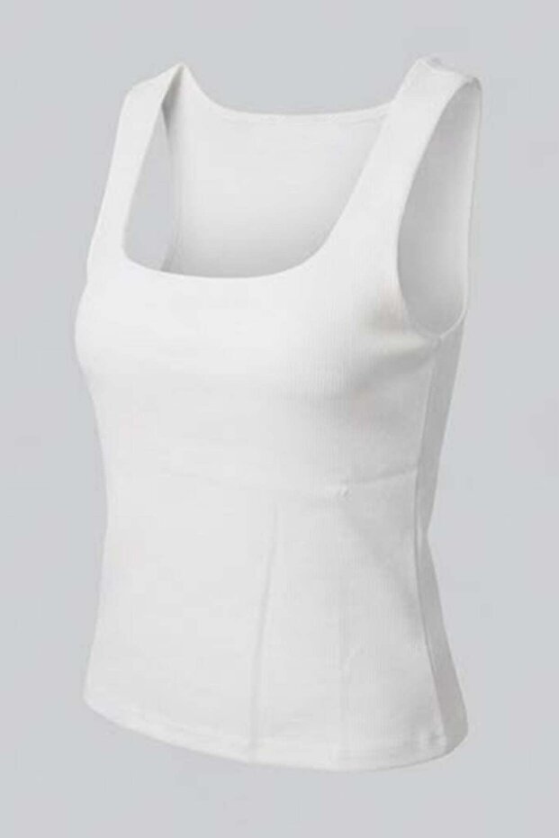 Trend42Plus Large Size Thick Strap Basic Top-Ecru - 5