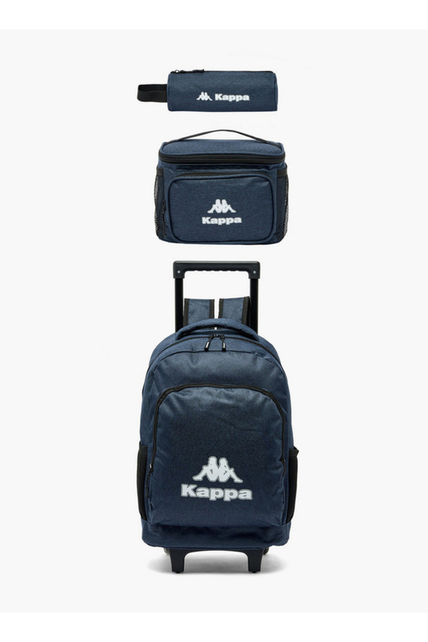 Logo Print 3-Piece School Trolley Bag Set for Kids 13 Years+ with Lunch Bag and Pencil Pouch