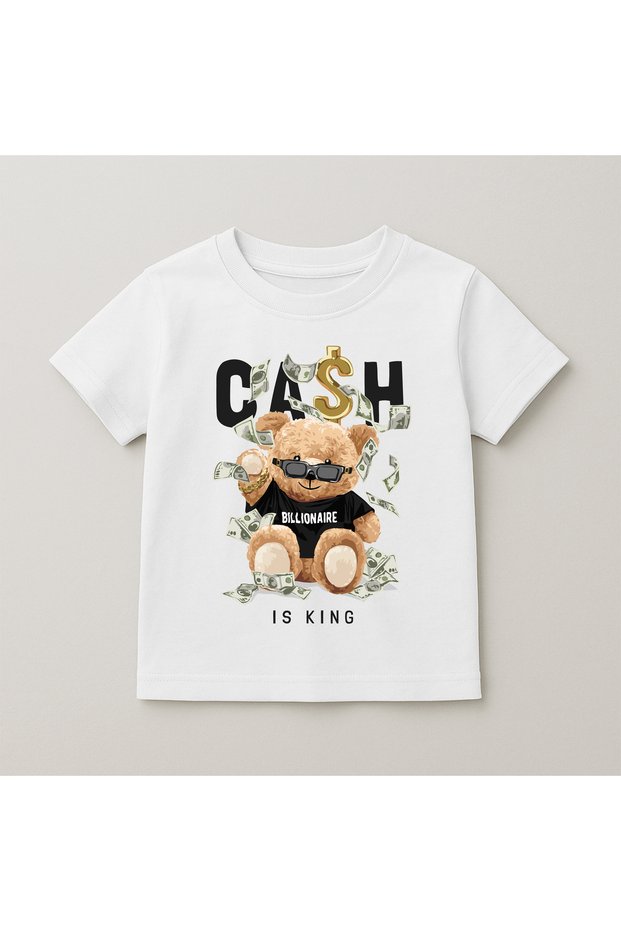 Teddy Bear Printed Crew Neck Cotton Short Sleeve Kids & Youth T-Shirt