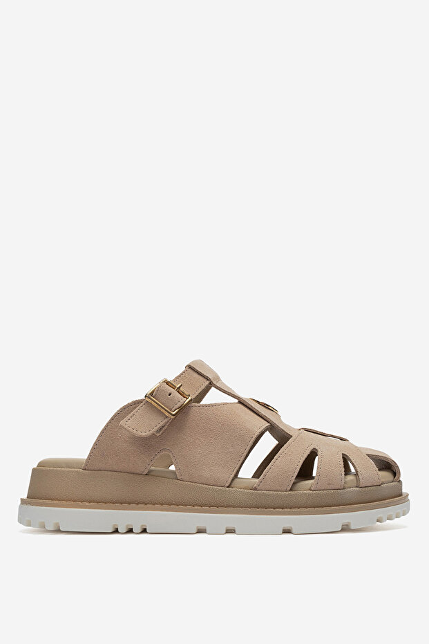 Women's Closed-Front Slippers Real Leather Rc 7006 Suede Beige