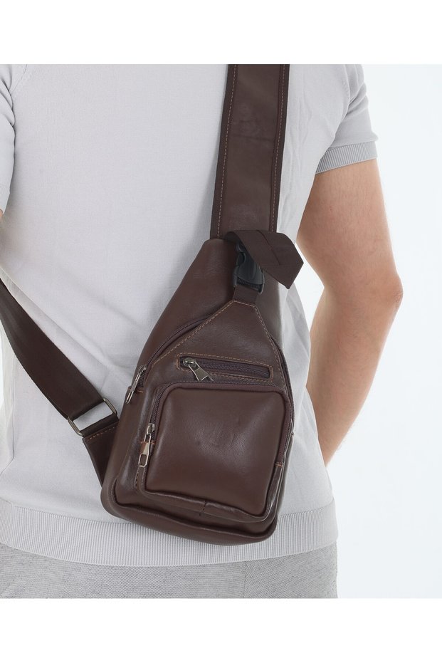 Genuine Leather Men's Brown Crossbody Bag / Cross Chest Bag Shoulder Bag Body Bag