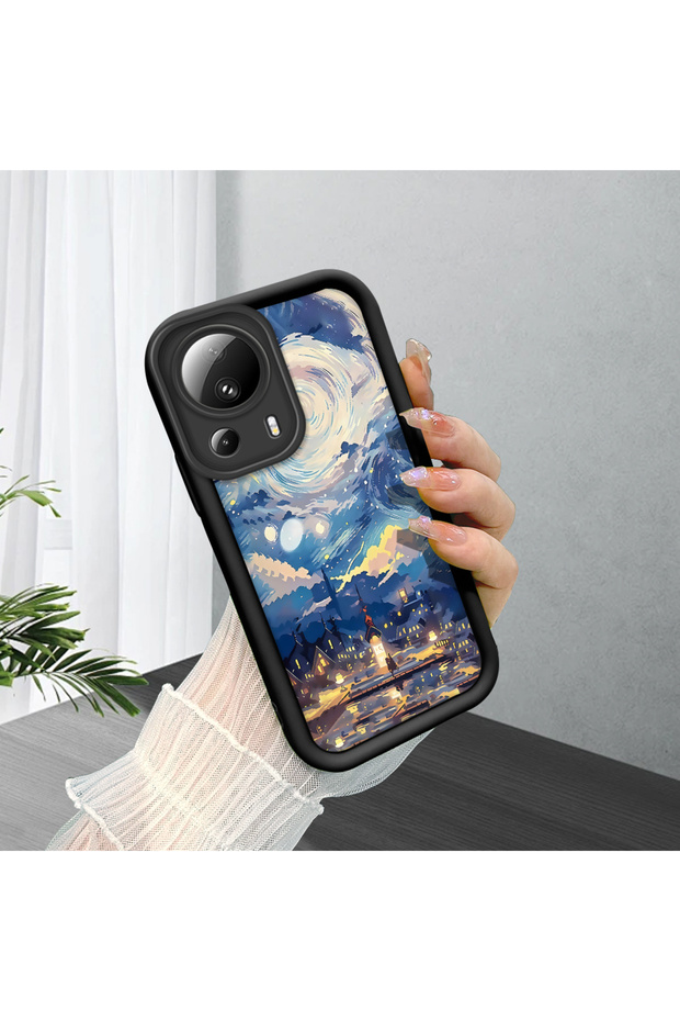 Mi 13 Lite Compatible Black Silicone Case Shockproof with Camera Protection