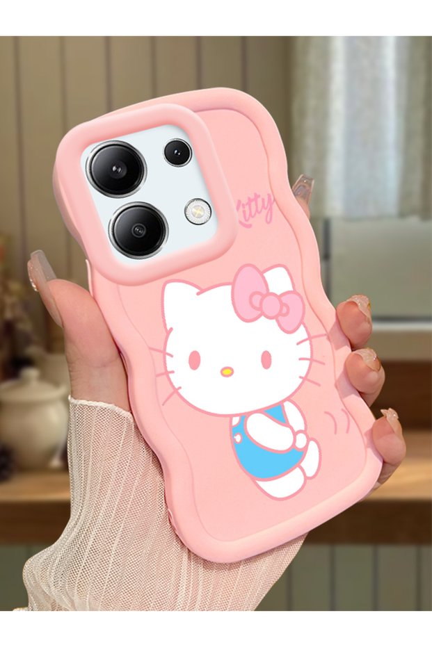 Redmi Note 13 4g Compatible Case with Camera Protector Pink Silicone Couple Phone Case Kitty Pattern