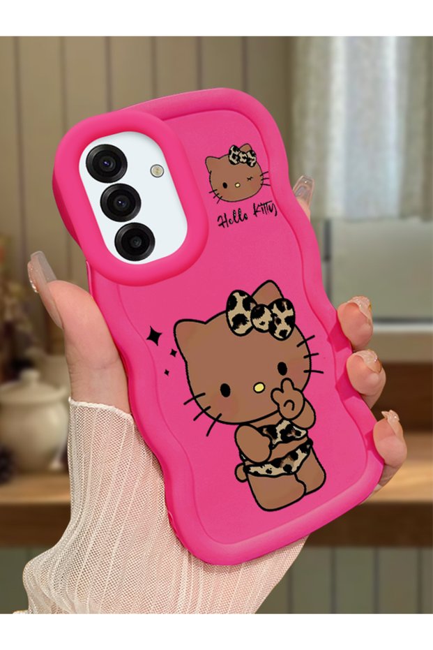 Samsung Galaxy A17 Compatible Case Camera Protector Red Silicone Couple Phone Case Kitty Pattern