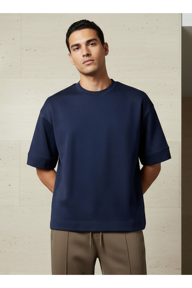 Men Boxy Crew Neck Short Sleeves T-shirt