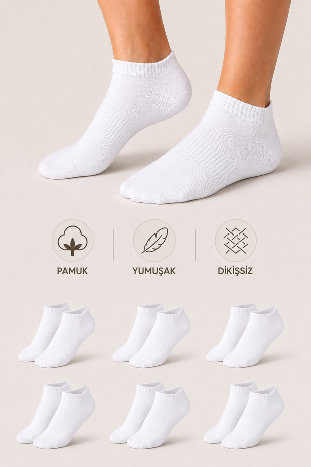 Women's Cotton Seamless Socks 6-Piece Booties Daily Socks