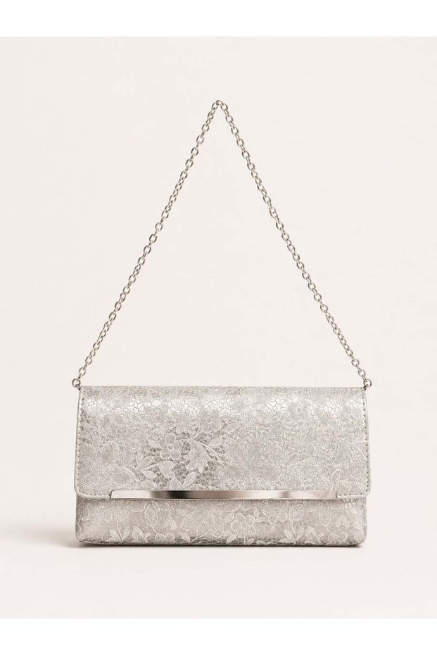 Silver Glitter Women's Chain Strap Clutch Bag – Stylish Evening Dress Shoulder and Handbag Suitable for Daily Use