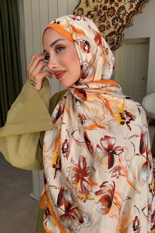 Orange Patterned Shawl