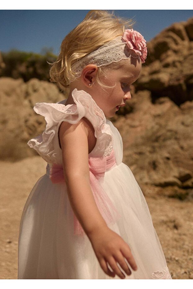 Mayoral Abel Lula Baby Girl Tulle Embroidered Evening Dress White