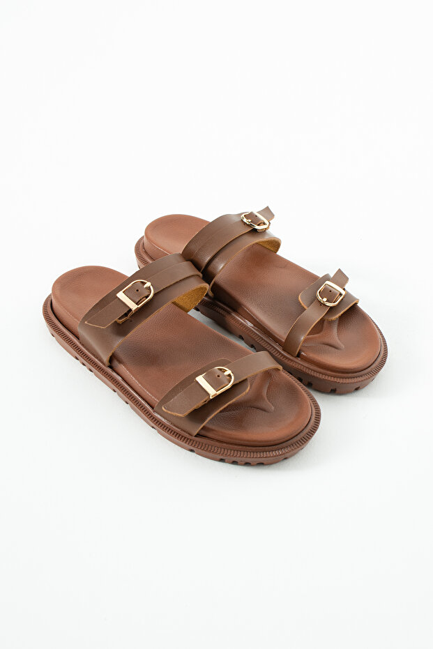 Women's Thin Double Buckle Thick Sole Stylish Summer Casual Slippers