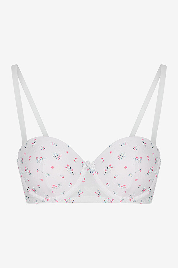 Women Pop Up White Strapless Wired Padded Bra