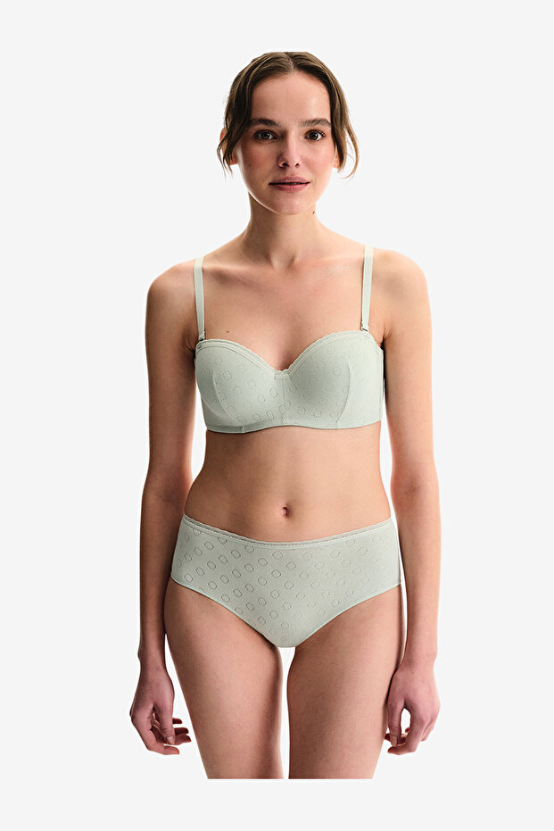 Women Lotus Pointel Light Green Strapless Wired Bra
