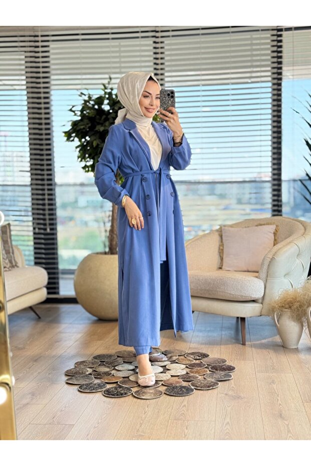 25421 طقم سترة طويلة وبنطلون نيلي