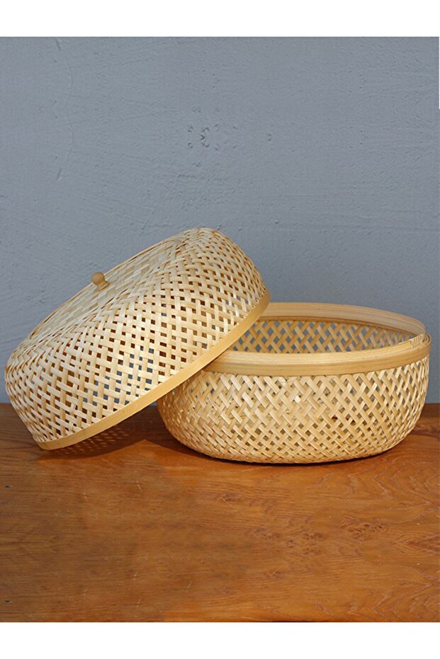 Decorative Pole and Basket with Bamboo Lid, Modern and Is Scandinavian Style