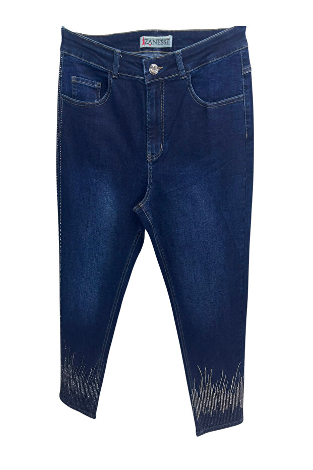 Plus Size Stoned Denim Women's Trousers