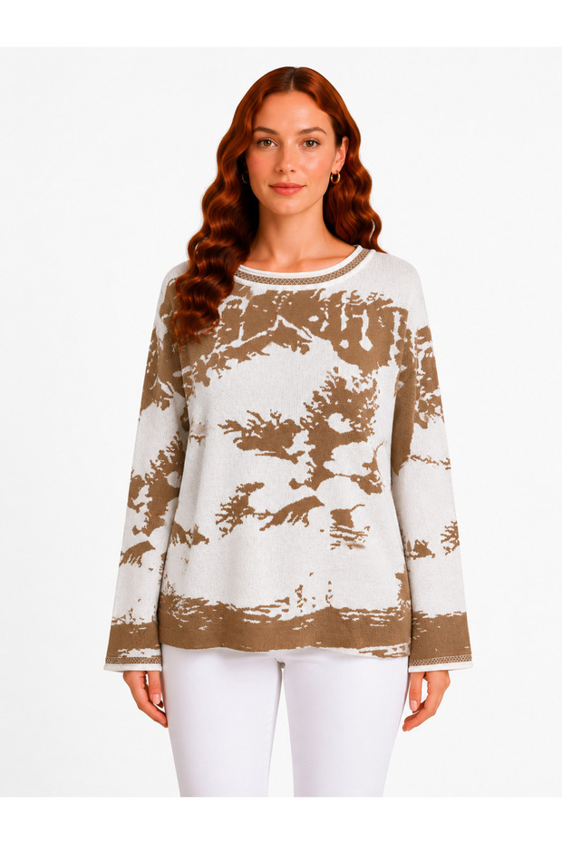 Women's Relaxed Fit Patterned Knitwear Sweater