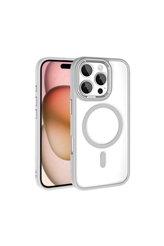 iPhone 16 Pro Case Magsafe Transparent Back Face Camera Raised Silicone Tkng