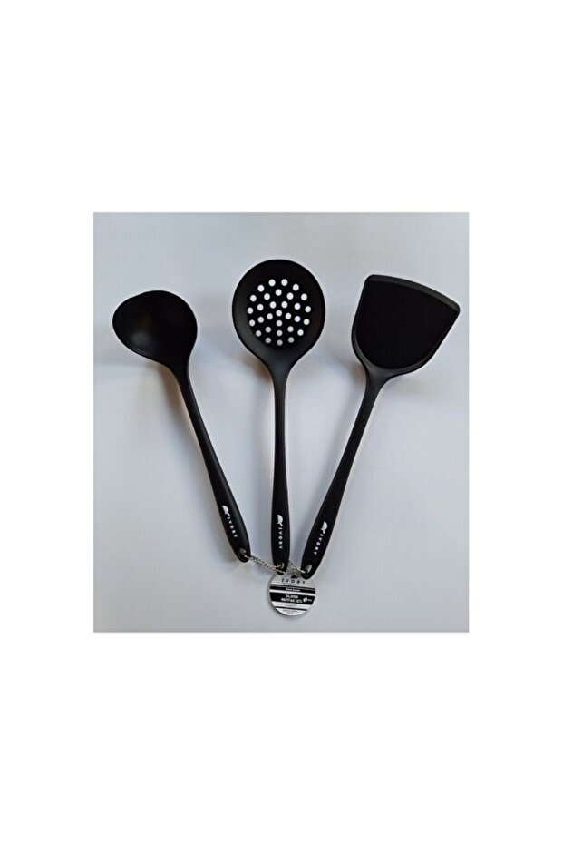 Fireproof and Non-Stick Black Colander Spatula Set, Ideal for Practical Use