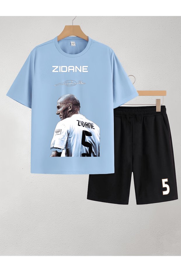 Zinedine Zidane Printed 100% Cotton Crewneck Children's T-Shirt-Shorts Two-Piece Set