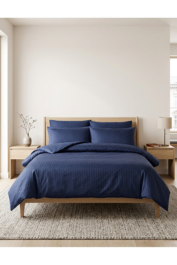 Premium 100% Cotton Satin Double 6-Piece Duvet Cover Set (with Sheets)