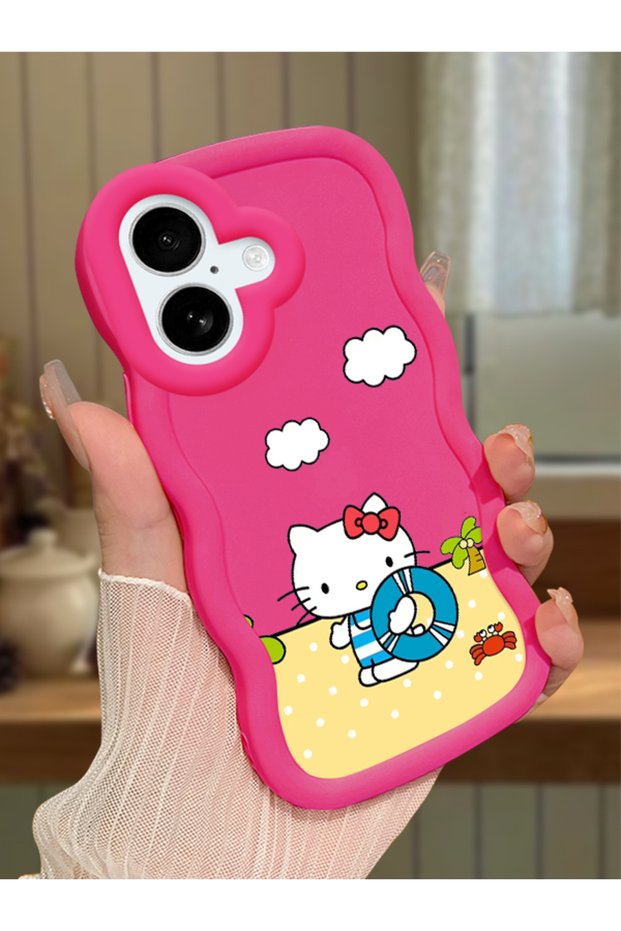 iPhone 17 Compatible Case Camera Protector Red Silicone Couple Phone Case Kitty Pattern