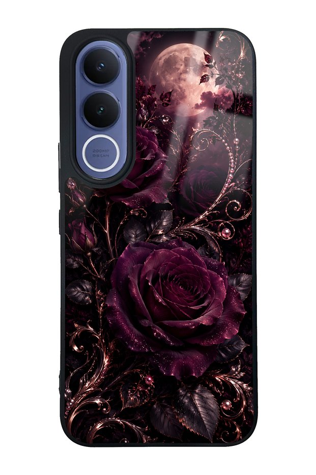 Vivo V70 Fe Moonlit Burgundy Rose Design Glossy Phone Case