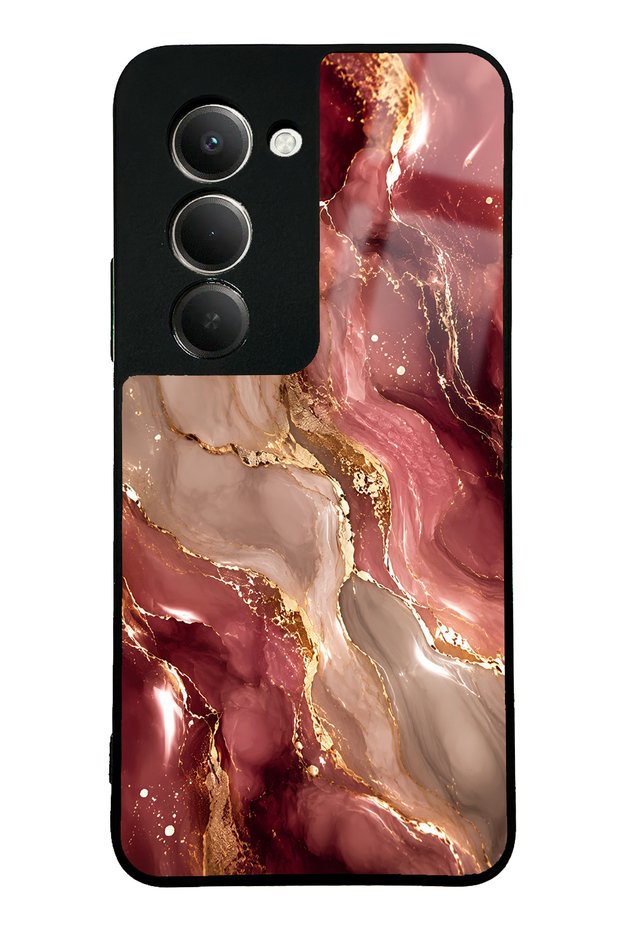 Xiaomi Redmi 15 Burgundy Gold Marble Design Glossy Phone Case