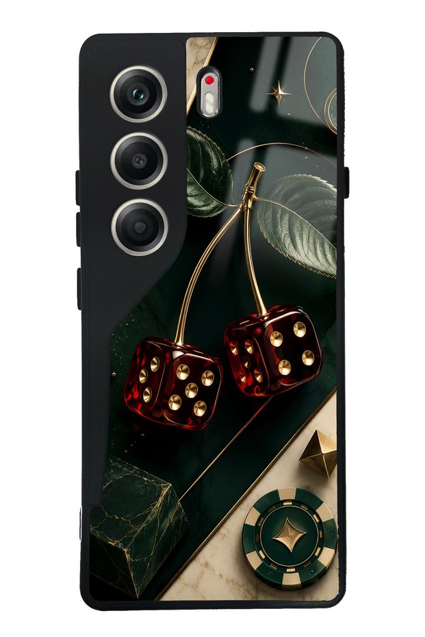 Tecno Camon 40 Emerald Casino Cherry Design Glossy Phone Case