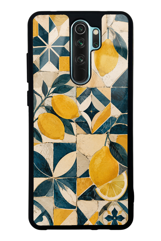Xiaomi Redmi Note 8 Pro Glossy Phone Case with Mediterranean Lemon Mosaic Design